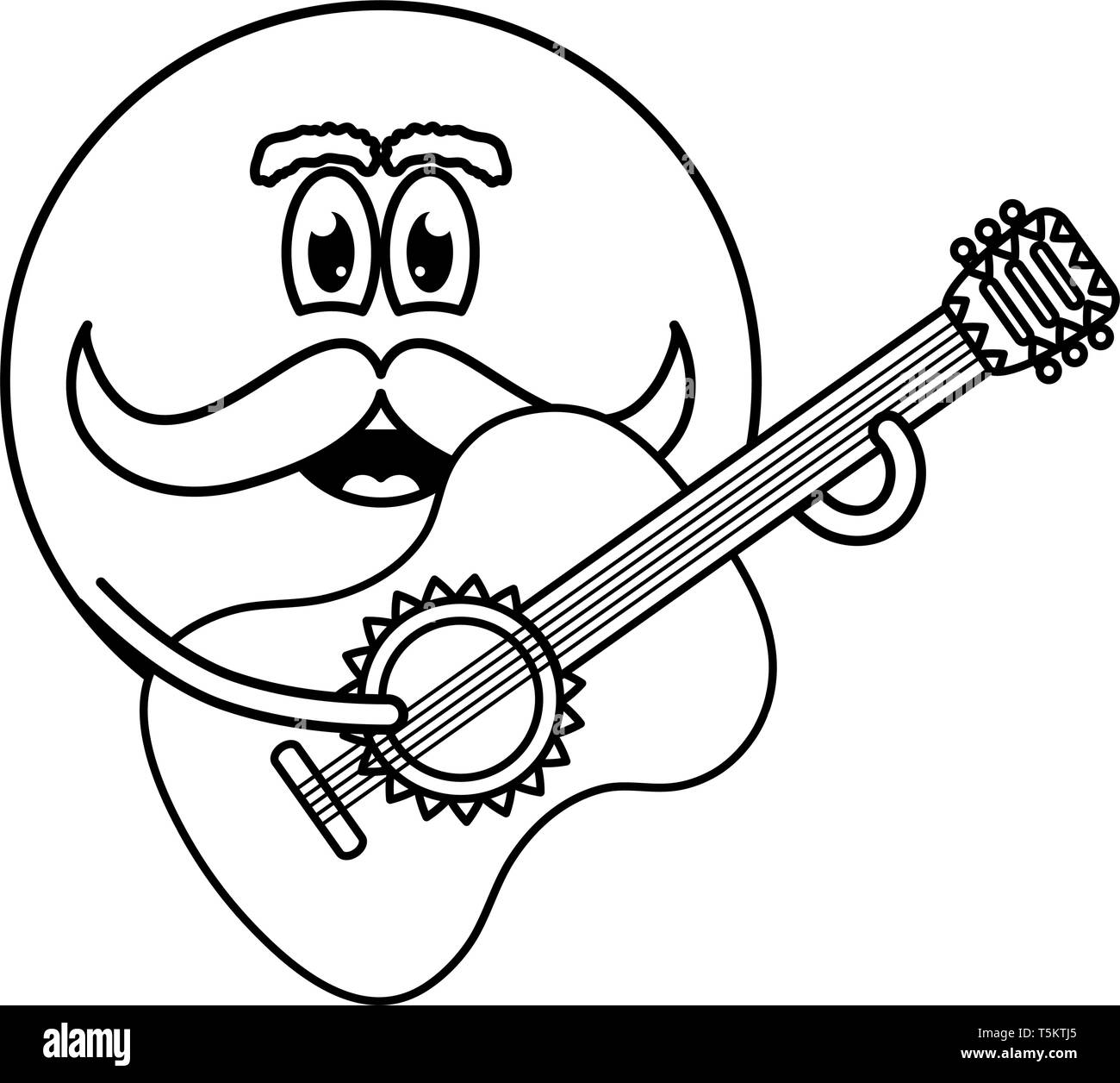 Mexikanische Emoji-zeichen mit Gitarre Vector Illustration Design Stock Vektor