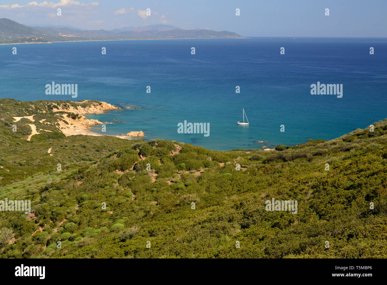 Blick auf Porrto S'Illixi aus Monteferru Stockfoto