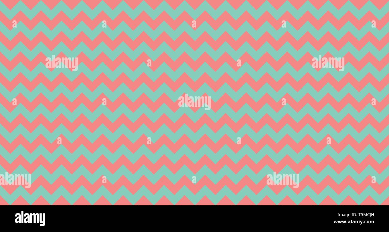 Vektor zickzack Chevron stipes nahtlose Muster, lebende Koralle türkis grün. Vector Illustration. Stock Vektor