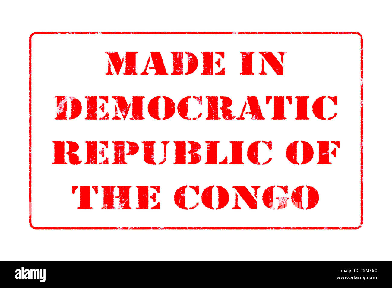 Gummistempel mit roter Tinte auf weißem Hintergrund Konzept Lesung in der Demokratischen Republik Kongo Stockfoto