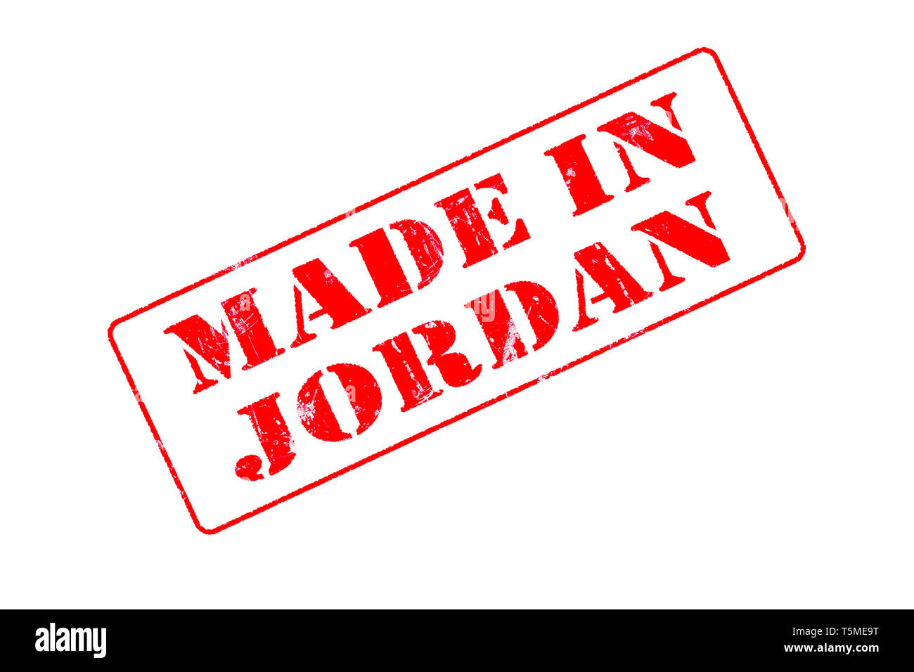 Gummistempel mit roter Tinte auf weißem Hintergrund Konzept Lesung in Jordanien Stockfoto