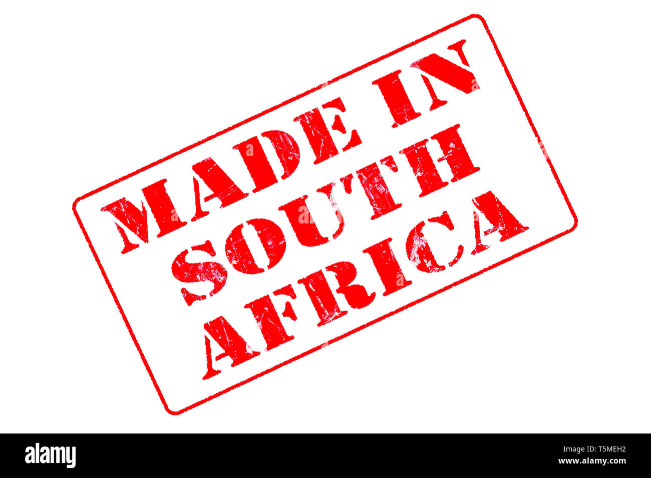 Gummistempel mit roter Tinte auf weißem Hintergrund Konzept Lesung in Südafrika Stockfoto