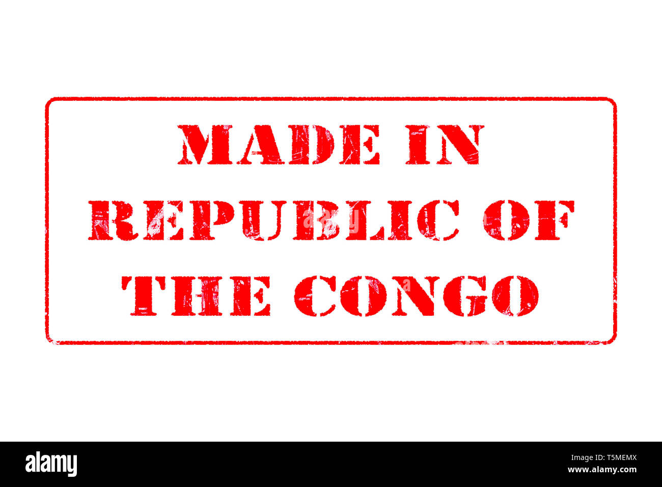 Gummistempel mit roter Tinte auf weißem Hintergrund Konzept Lesung in der Republik Kongo Stockfoto