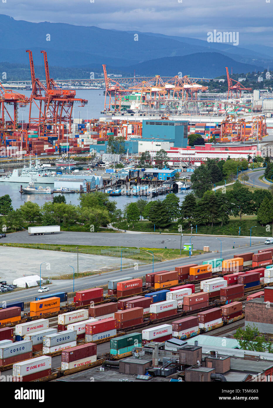 Güterzüge und Hafen Stockfoto