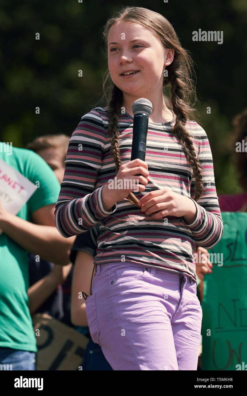 Greta Thunberg - Rom, Italien, 19. April 2019 Stockfoto