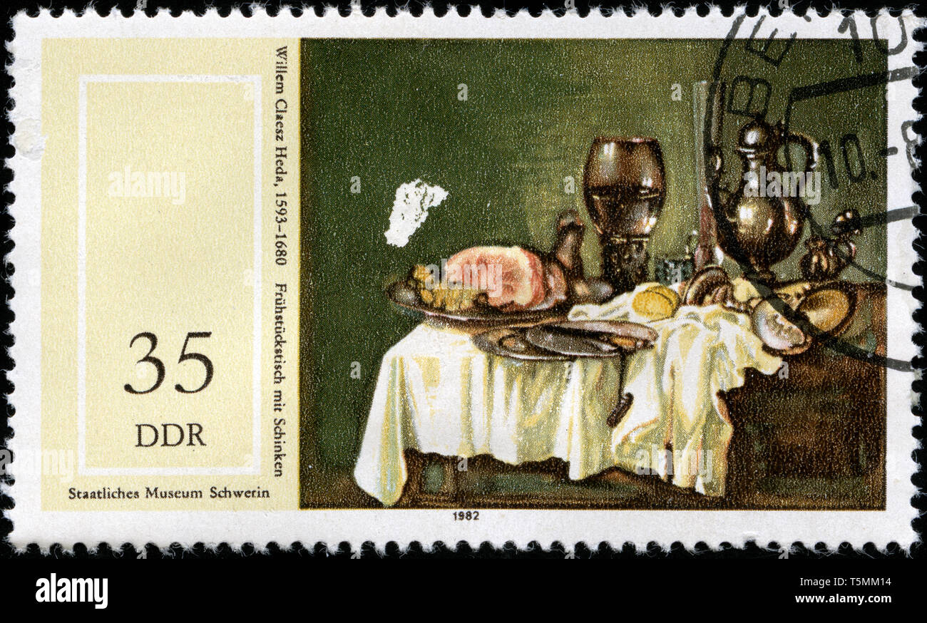 Briefmarke aus Ostdeutschland (DDR) in den Gemälden aus dem Nationalen Museum Schwerin Serie 1982 ausgestellt Stockfoto