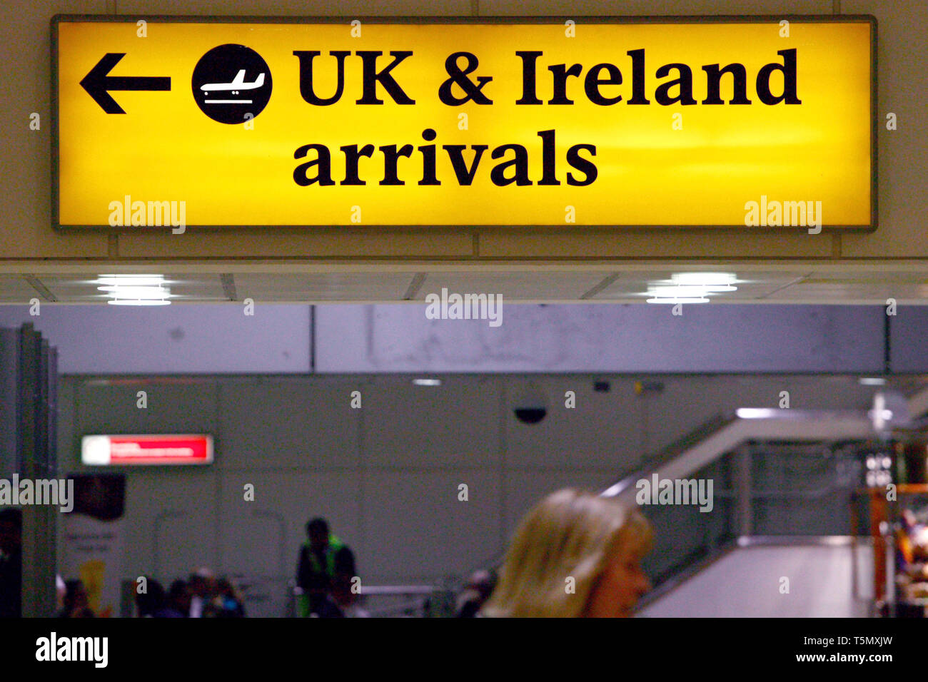 Ankunft in London Heathrow Terminal 1. 16.05.2009. Stockfoto