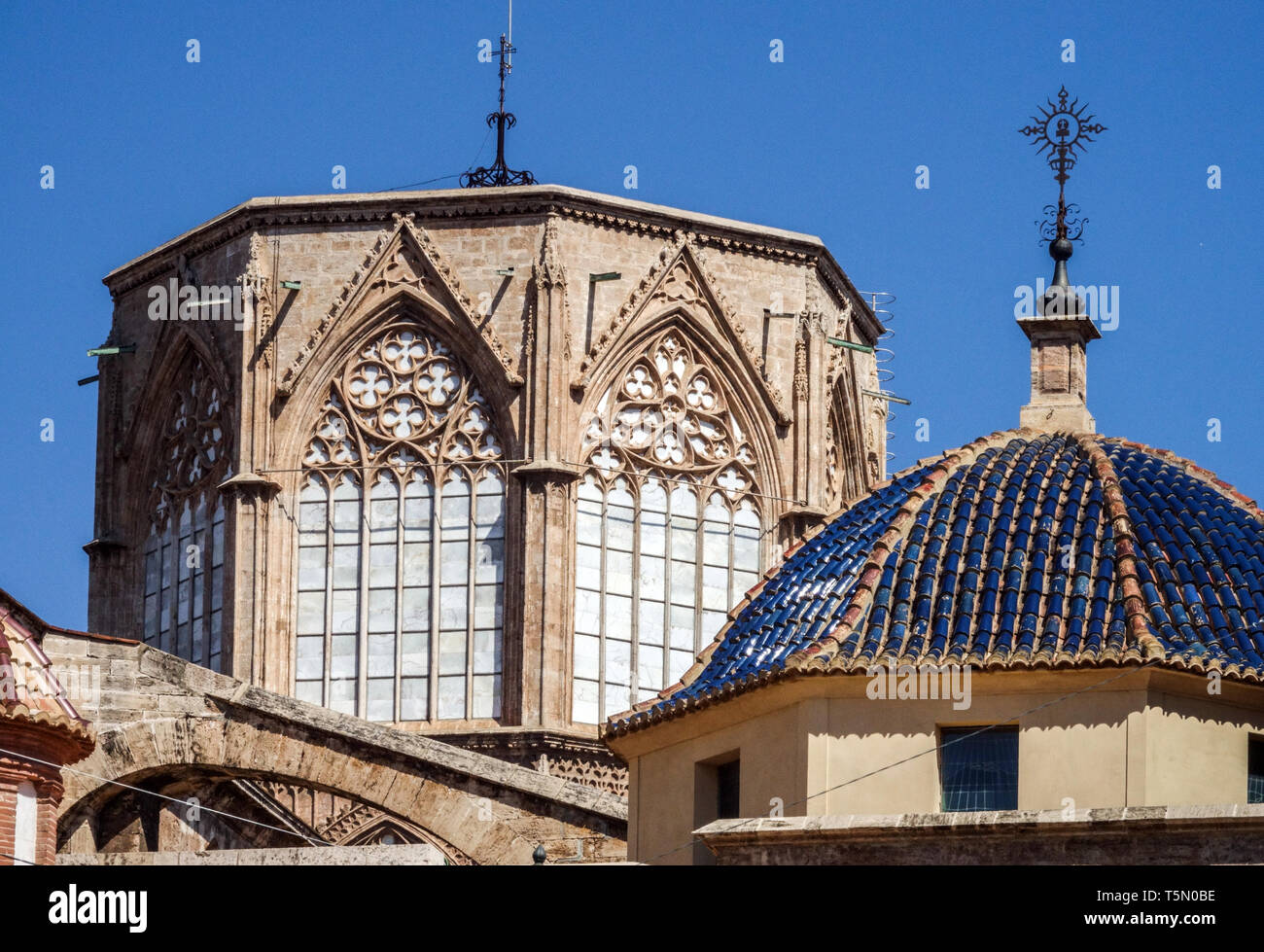 Die Kathedrale von Valencia Turm unvollendet Turm aus dem 14. Jahrhundert Spanien Europa Stockfoto