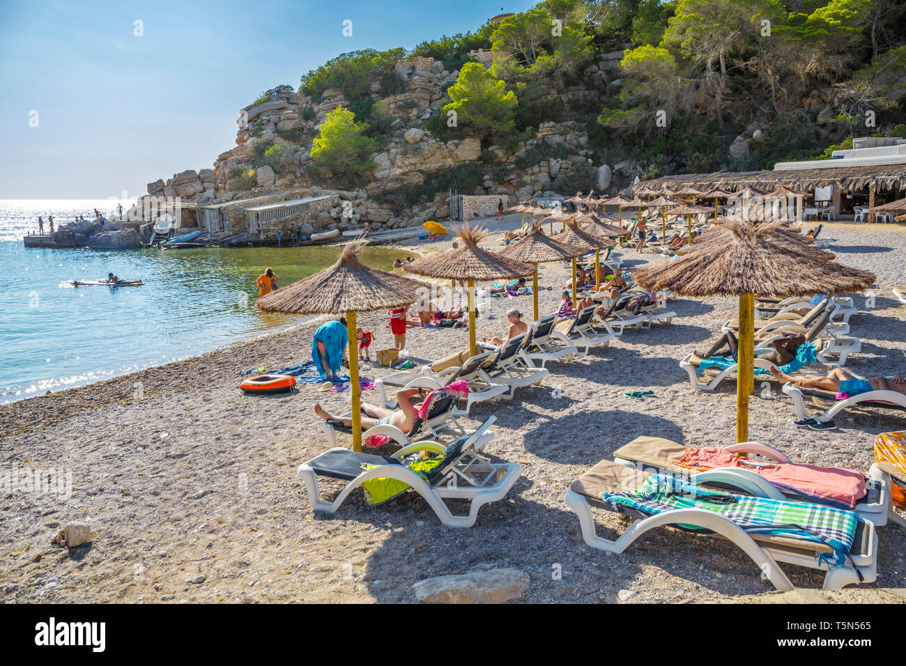 Cala Carbo Strand. Sant Josep de sa Talaia. Ibiza Insel. Balearen. Inseln. Spanien Stockfoto