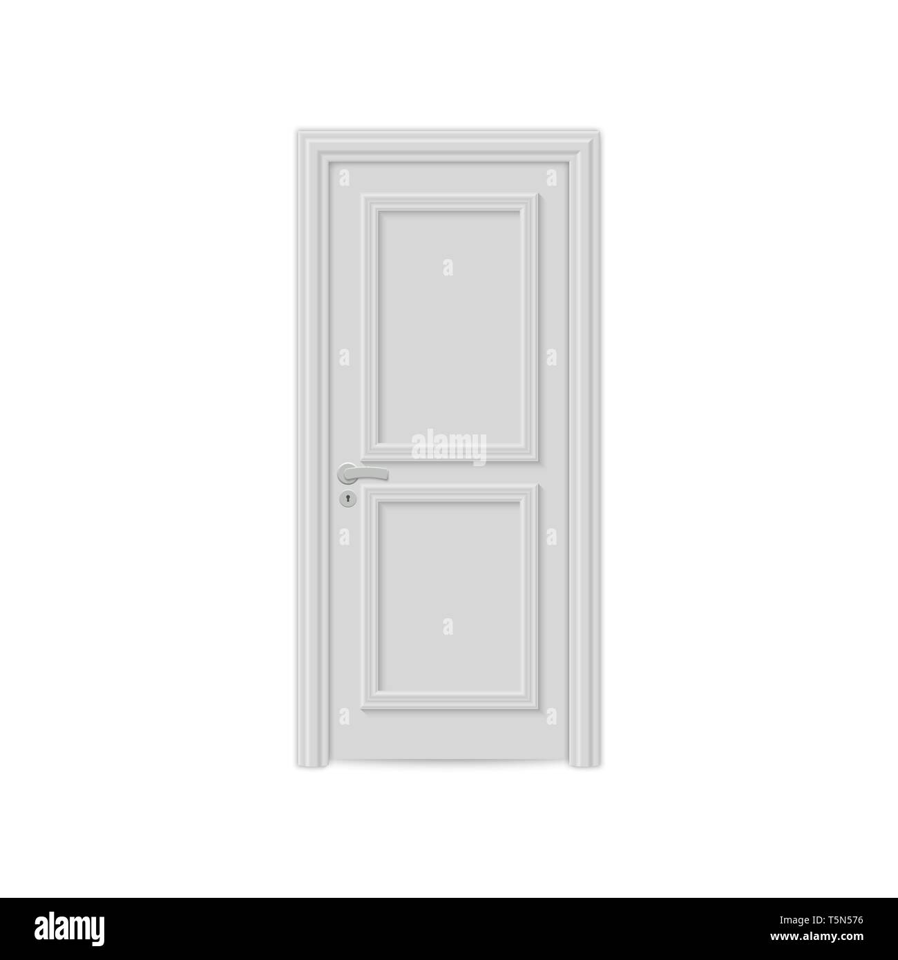 Geschlossen realistische Tür auf weißem Hintergrund Stock Vektor