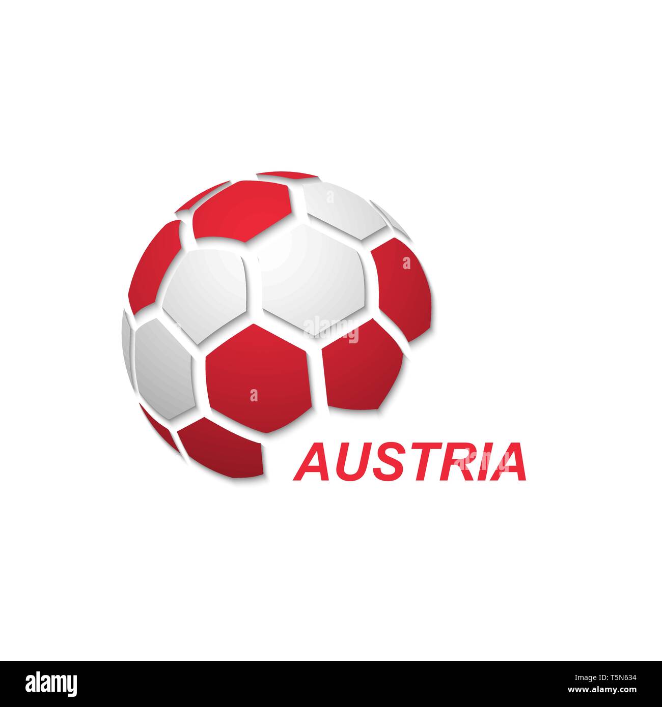 Fußball-Banner. Vector Illustration der abstrakten Fußball mit Österreich nationalflagge Farben Stock Vektor