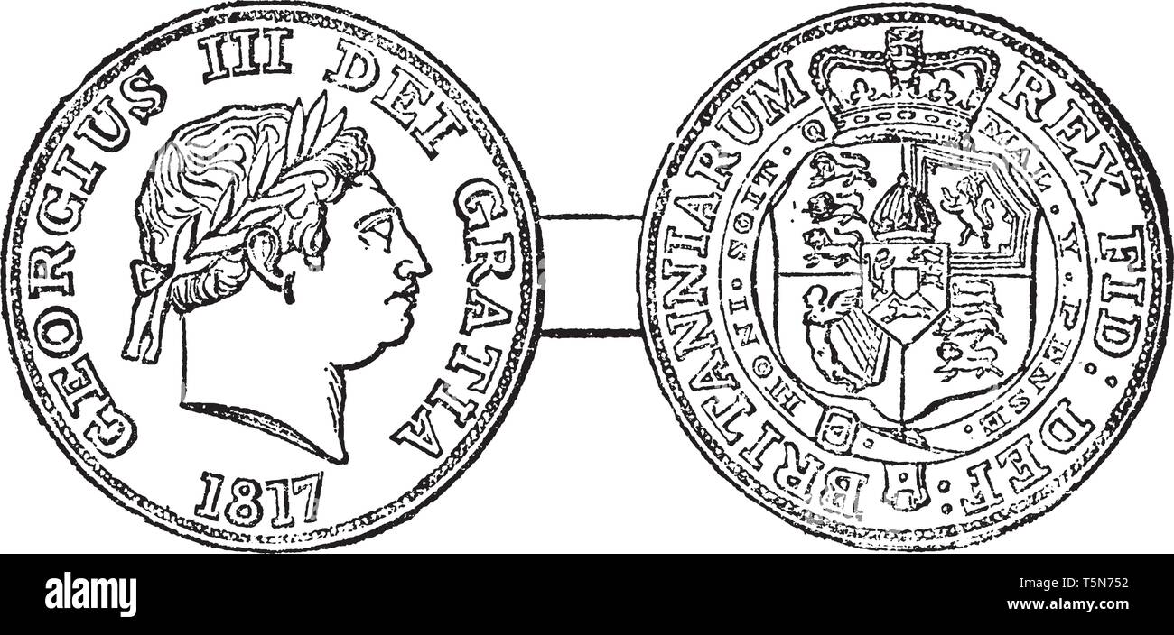 Georg III., König von Großbritannien und König von Irland vom 25. Oktober 1760 bis zur Vereinigung der beiden Länder am 1. Januar 1801, vintage Line dra Stock Vektor