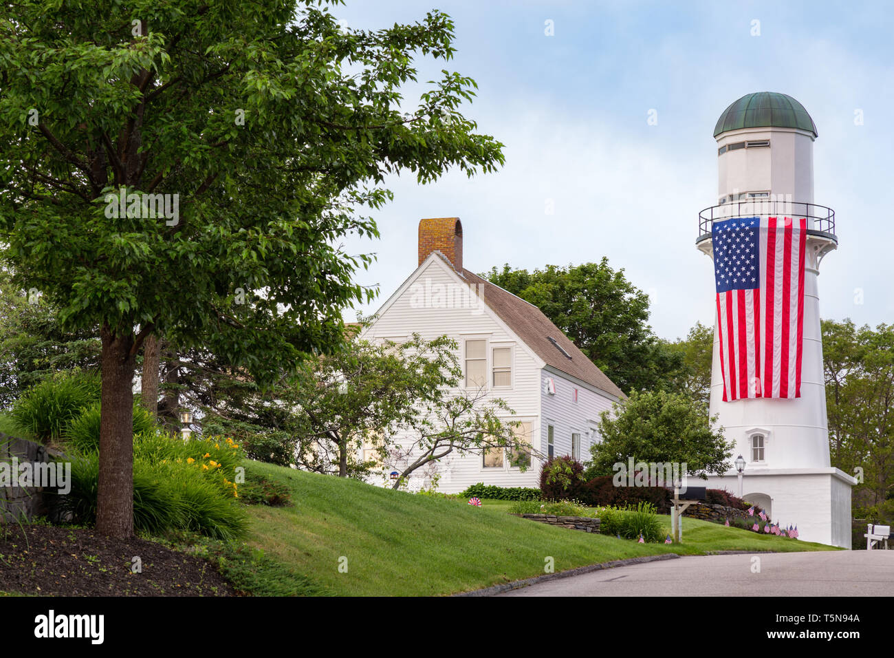 Cape Elizabeth West Leuchtturm Cape Elizabeth, Maine Stockfoto