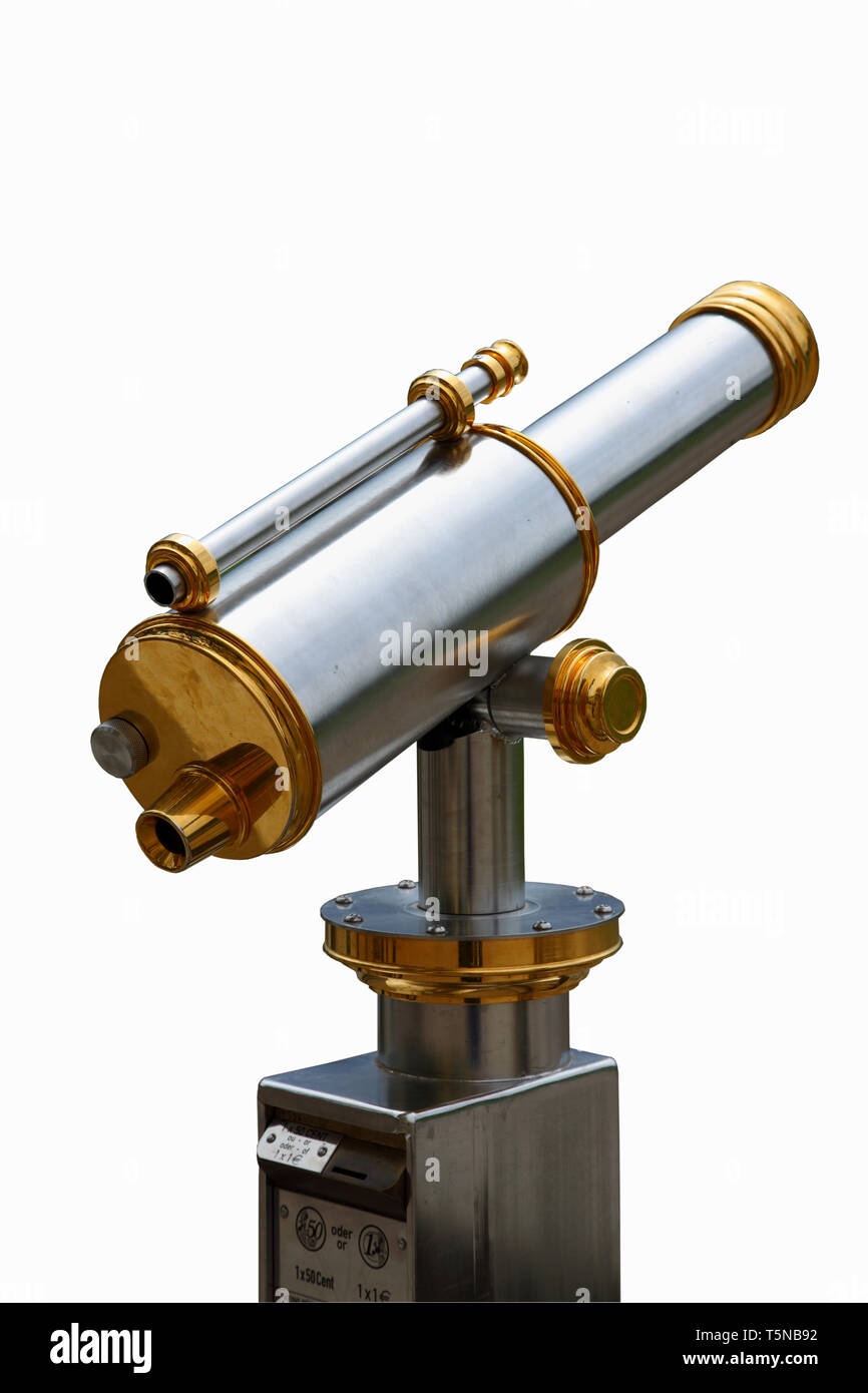 Teleskop - Fernglas mit Münzeinwurf - Ausschneiden Stockfoto
