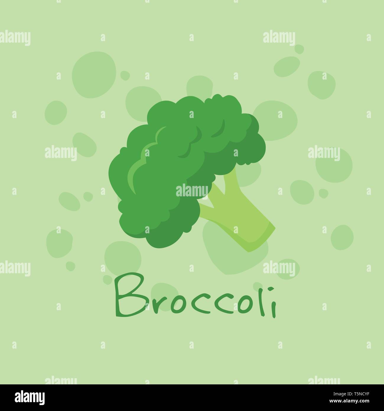 Gemüse Brokkoli Vector Illustration auf grünem Hintergrund isoliert. Stock Vektor