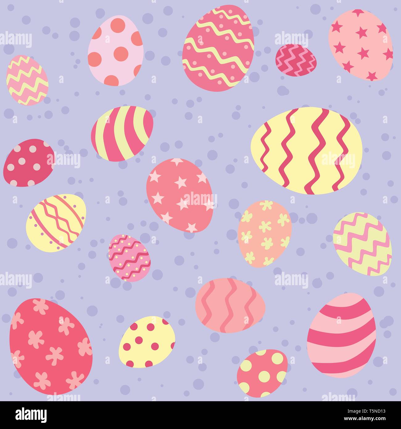 Easter Egg nahtlose Muster mit rosa Theme Color Eier auf Blaupunktrochen Hintergrund Vector Illustration. Stock Vektor
