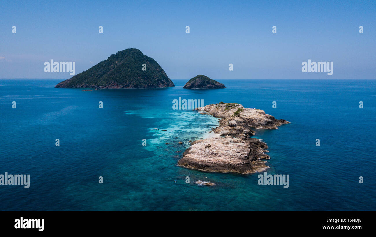 Pulau Redwitz Kemudi, Pulau Susu Dara Dara und Pulau Kecil Luftaufnahme