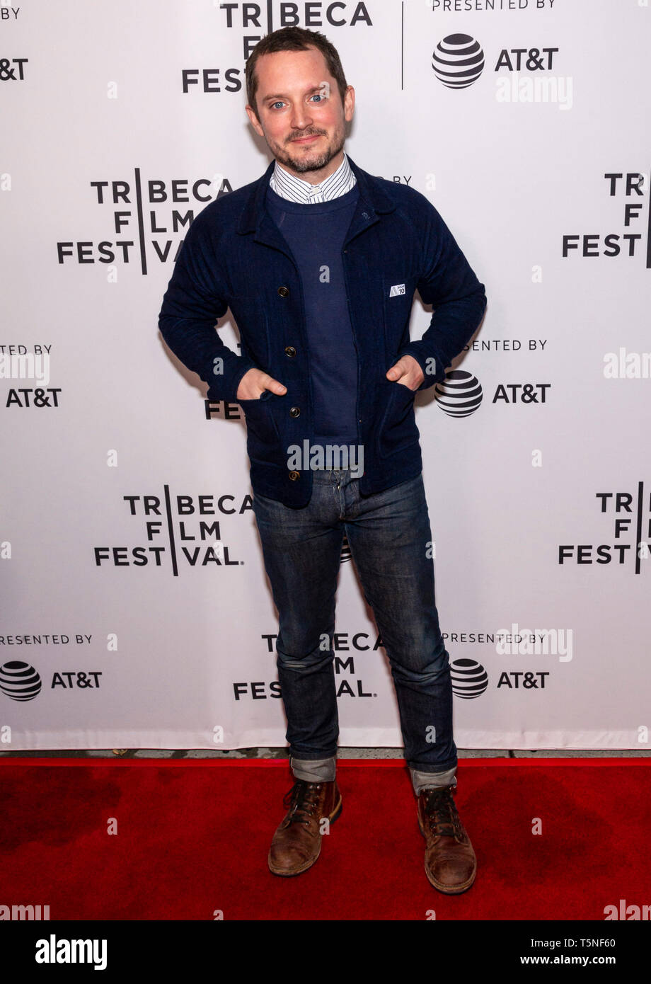 New York, NY - 25. April 2019: Elijah Wood besucht die "Come To Daddy" Screening im 2019 Tribeca Film Festival in der SVA Theater Stockfoto