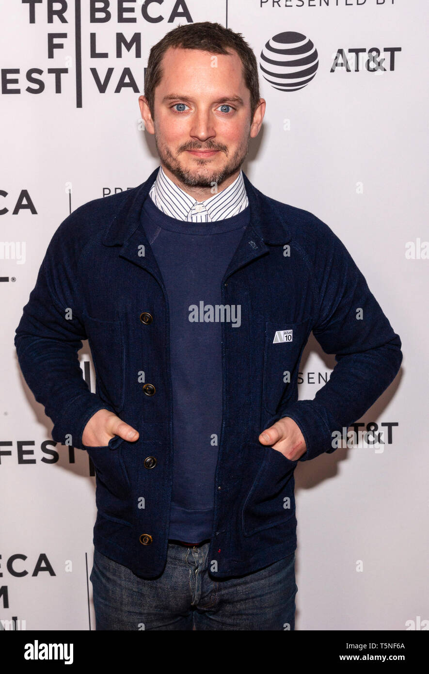 New York, NY - 25. April 2019: Elijah Wood besucht die "Come To Daddy" Screening im 2019 Tribeca Film Festival in der SVA Theater Stockfoto