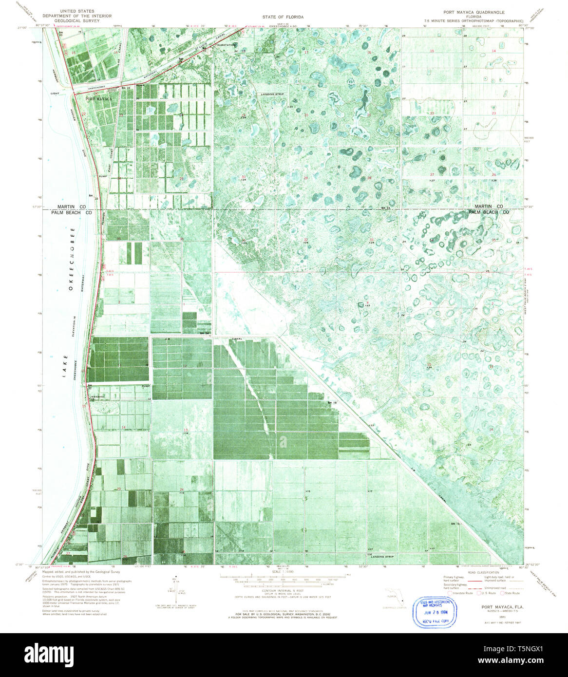 USGS TOPO Karte Florida FL Port Mayaca 348181 1971 24000 Wiederherstellung Stockfoto