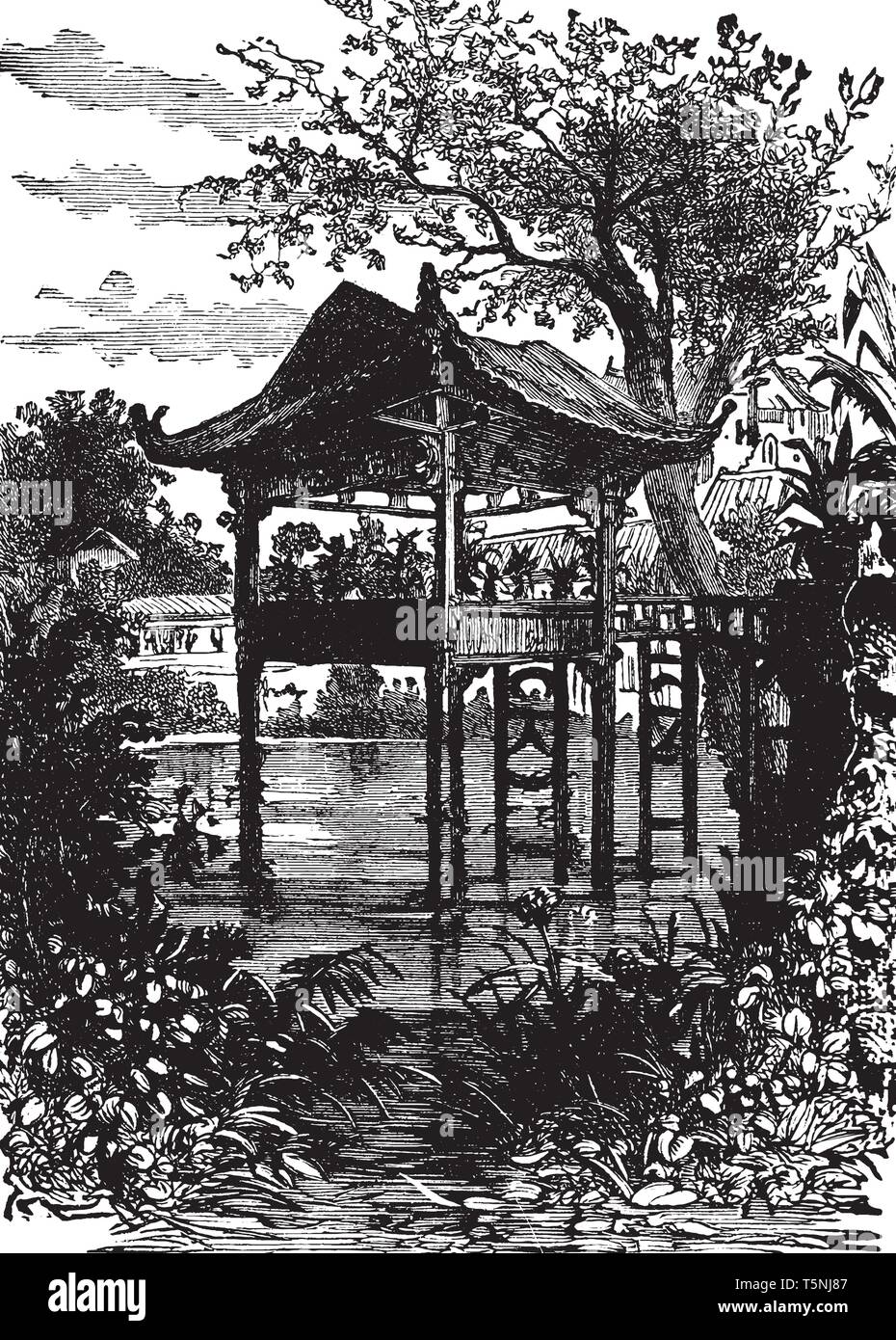 Hängenden Gärten von Babylon war eines der Sieben Weltwunder der Antike, das ist eine Bezeichnung, die von der antiken griechischen Kultur gegeben, Vintage Linie zeichnen Stock Vektor