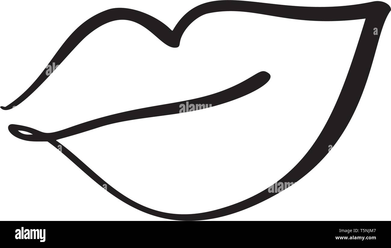 Vektor abstrakte Hand gezeichnet Lippen Symbol. Bild logo für Print an der Kleidung. Isolierte illustration Kalligraphie Element für minimales Design Stock Vektor
