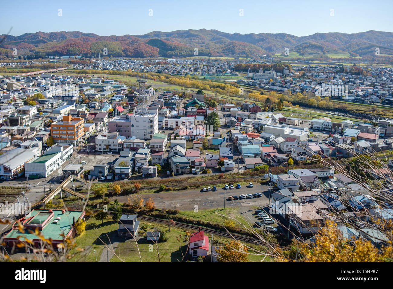 Die Aussichtsplattform auf der Spitze des Felsens in Gambou Engaru, Hokkaido, Japan Stockfoto