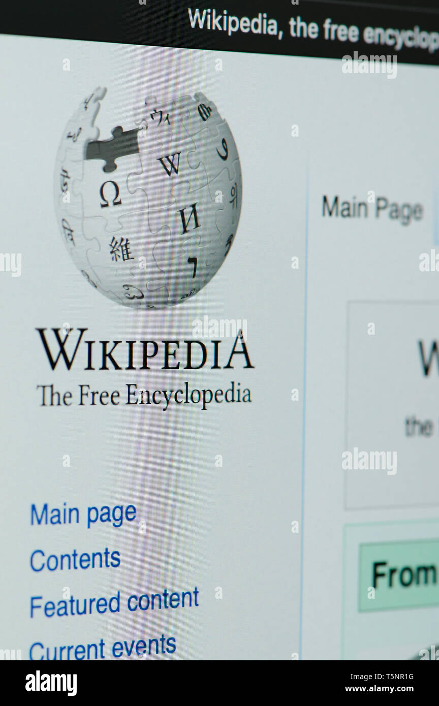 New York, USA - 22. April 2019: Wikipedia Home Page auf Laptop Nahaufnahme der Anzeige Stockfoto