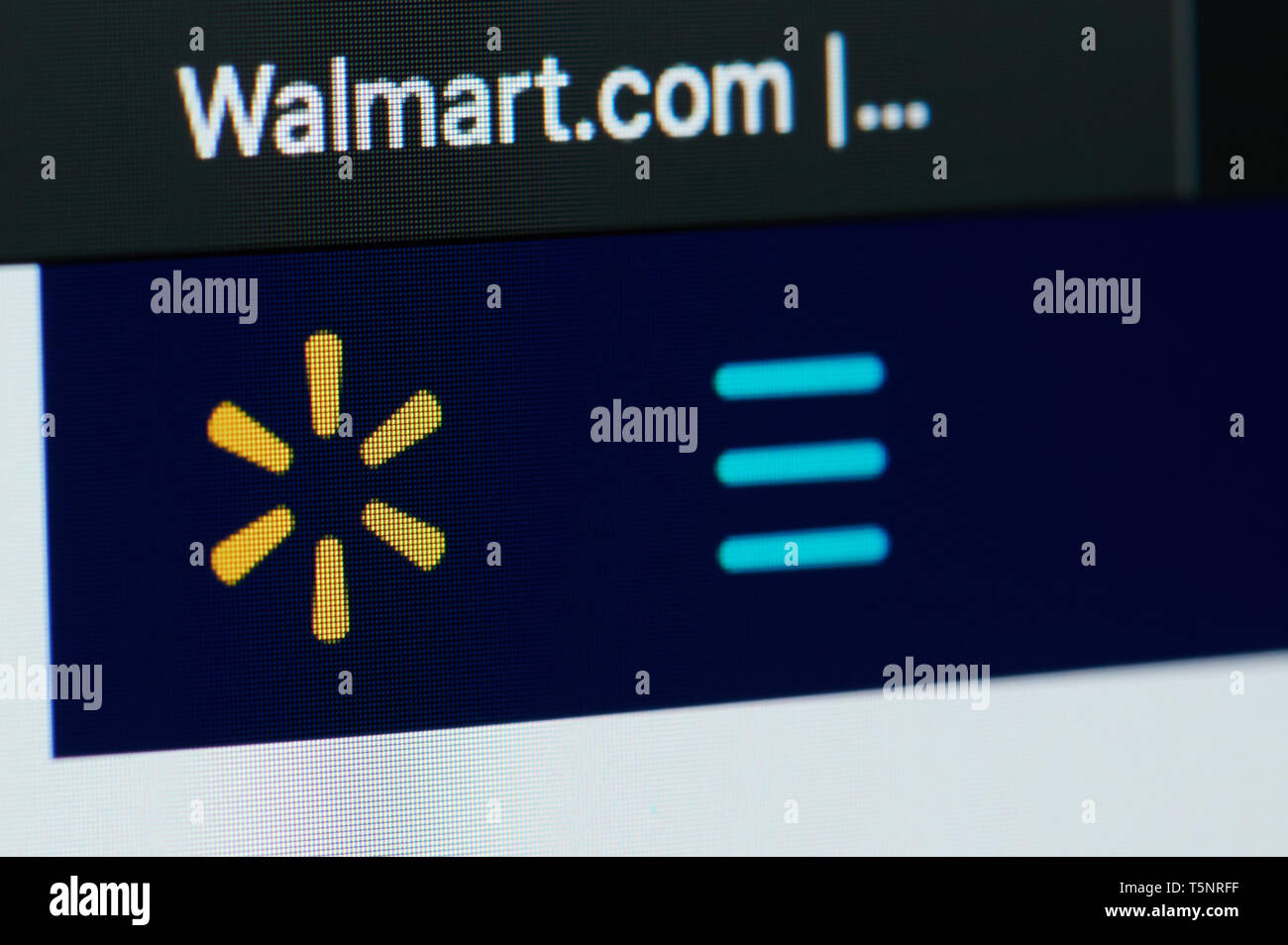 New York, USA - 22. April 2019: Walmart shop Startseite auf Laptop Nahaufnahme der Anzeige Stockfoto