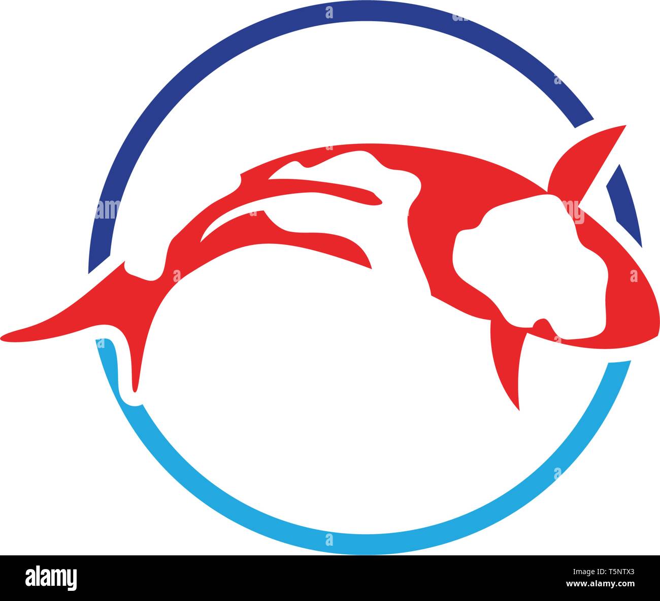 Fisch KOI-Logo, sowie Symbol Tier Stock Vektor