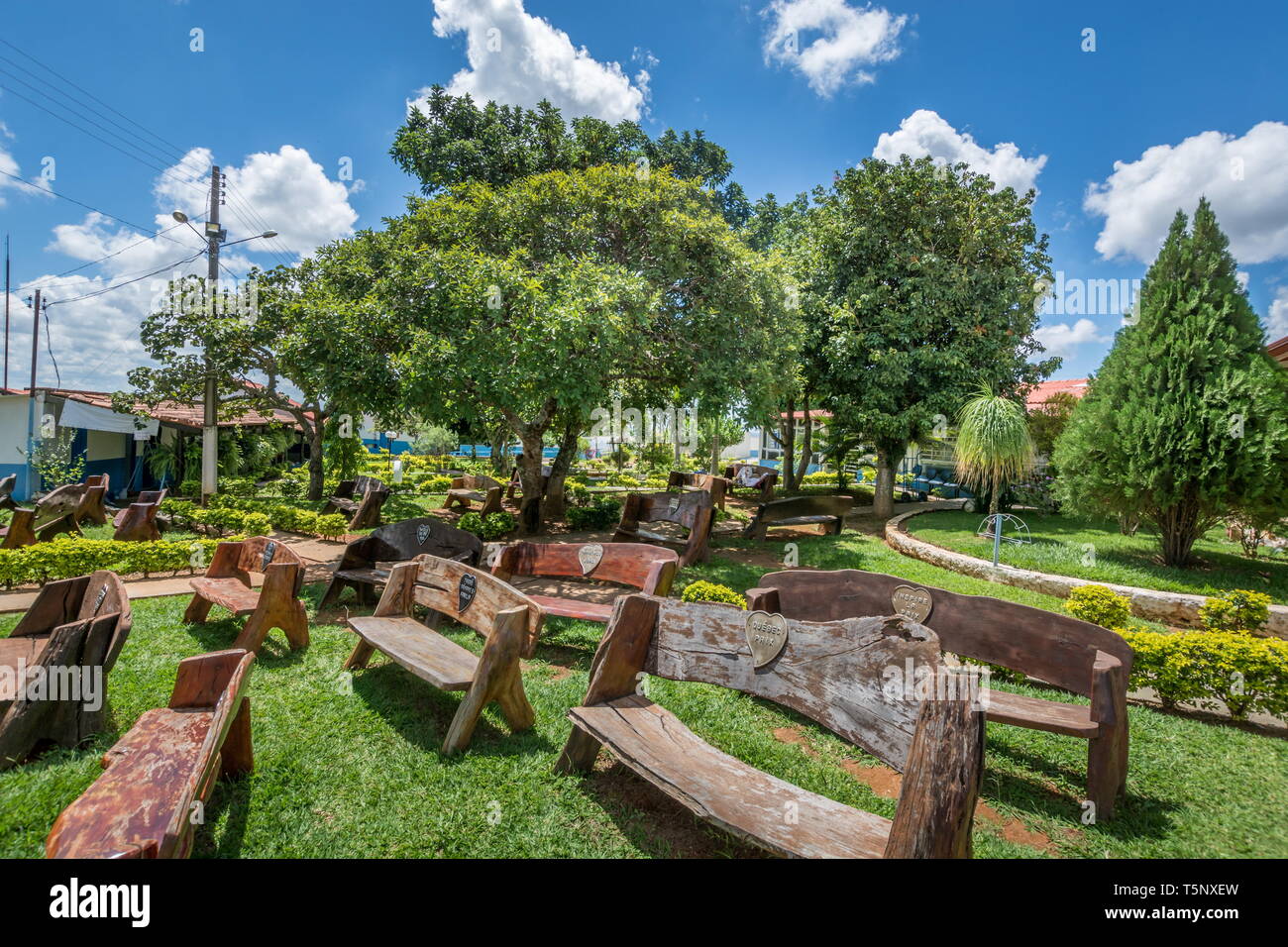 Meditation im Freien Platz in La Casa de Dom Inacio in Abadiania, Brasilien an Johannes von Gott Stockfoto