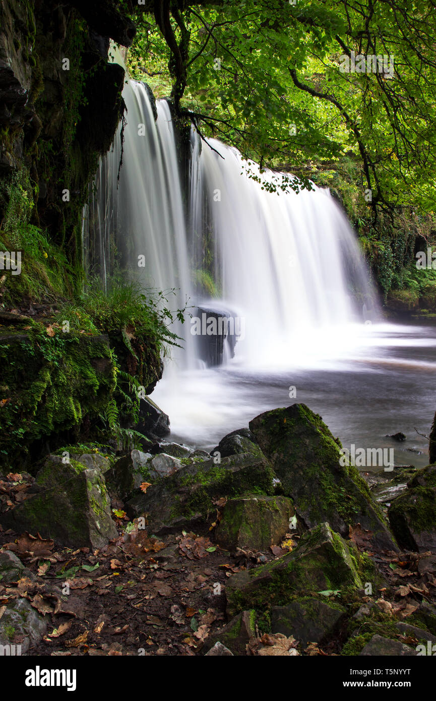 Sgwd Ddwli Uchaf Wasserfall an der Afon Nedd Fechan, Pontneddfechan, Wales. Großbritannien Stockfoto
