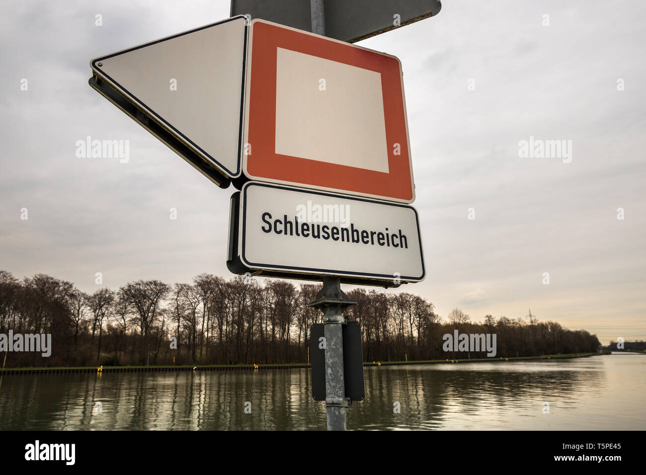 Schiff lock Zeichen Dortmund-Ems-Kanal Deutschland Stockfoto