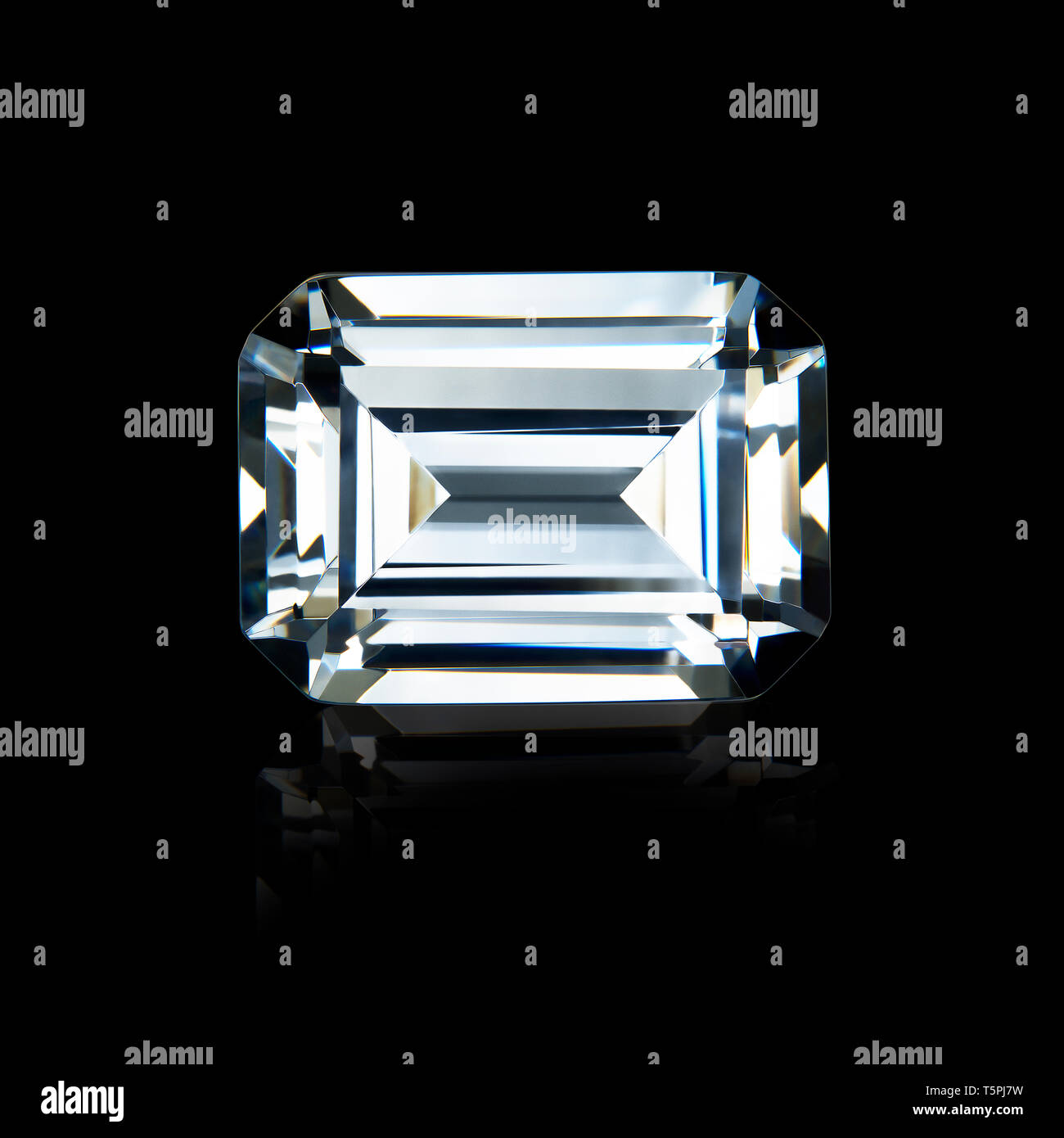 Diamant, Smaragd geschnitten Edelstein, Emerald cut Diamond Stockfoto