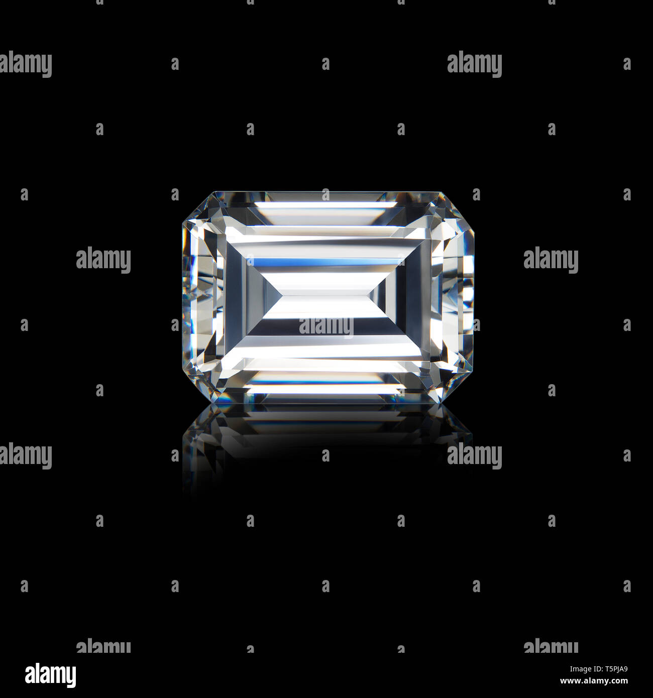Diamant, Smaragd geschnitten Edelstein, Emerald cut Diamond Stockfoto