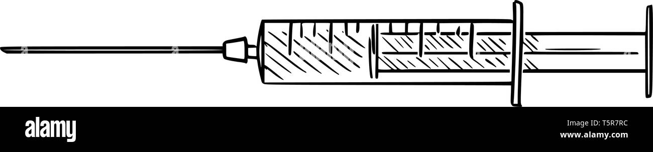 Cartoon Zeichnung oder Abbildung der medizinischen Injektionsspritze. Stock Vektor