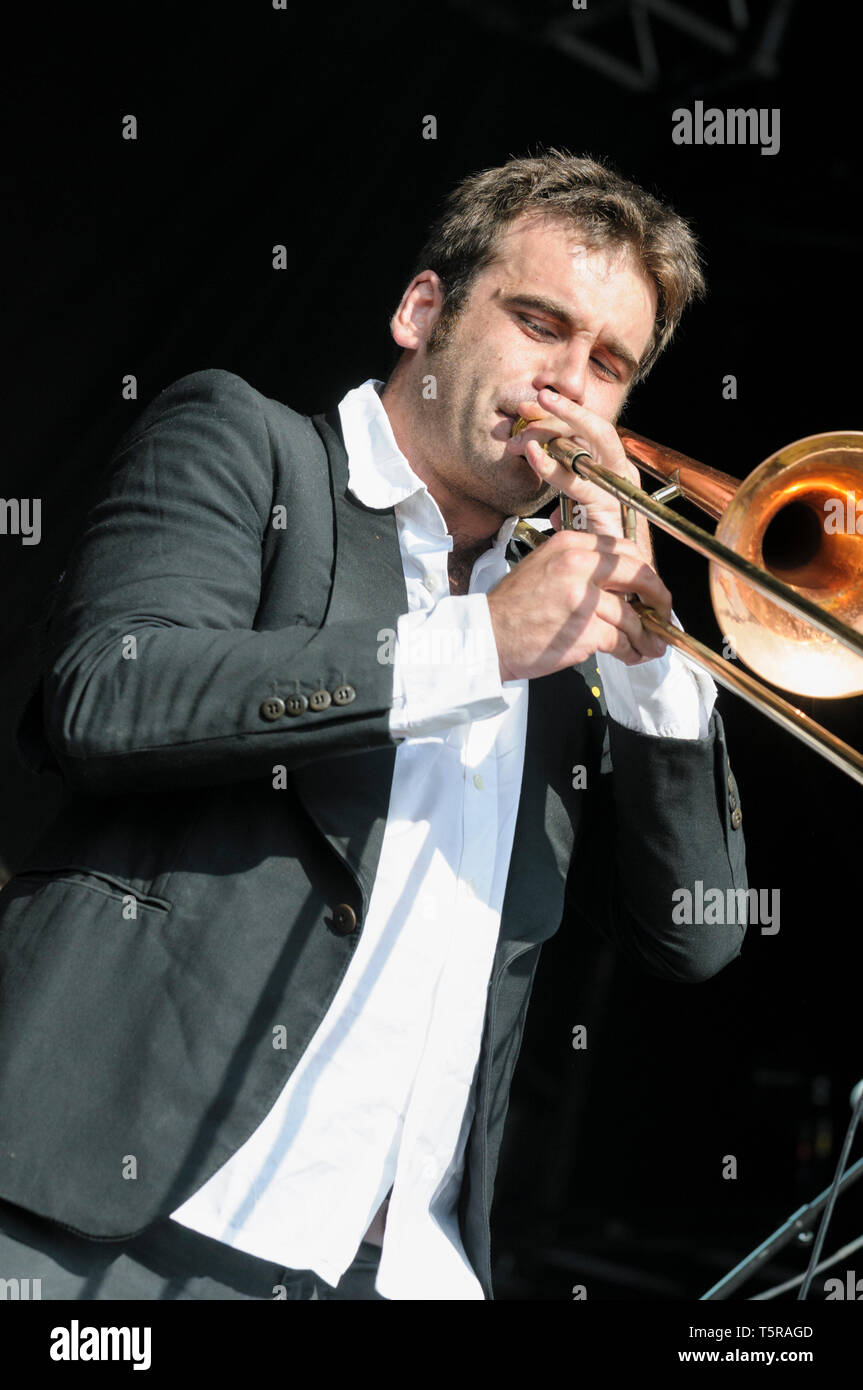 Edgar Gomez von Muyayo Rif durchführen an den WOMAD-Festival, Charlton Park, UK, 26. Juli 2014. Stockfoto