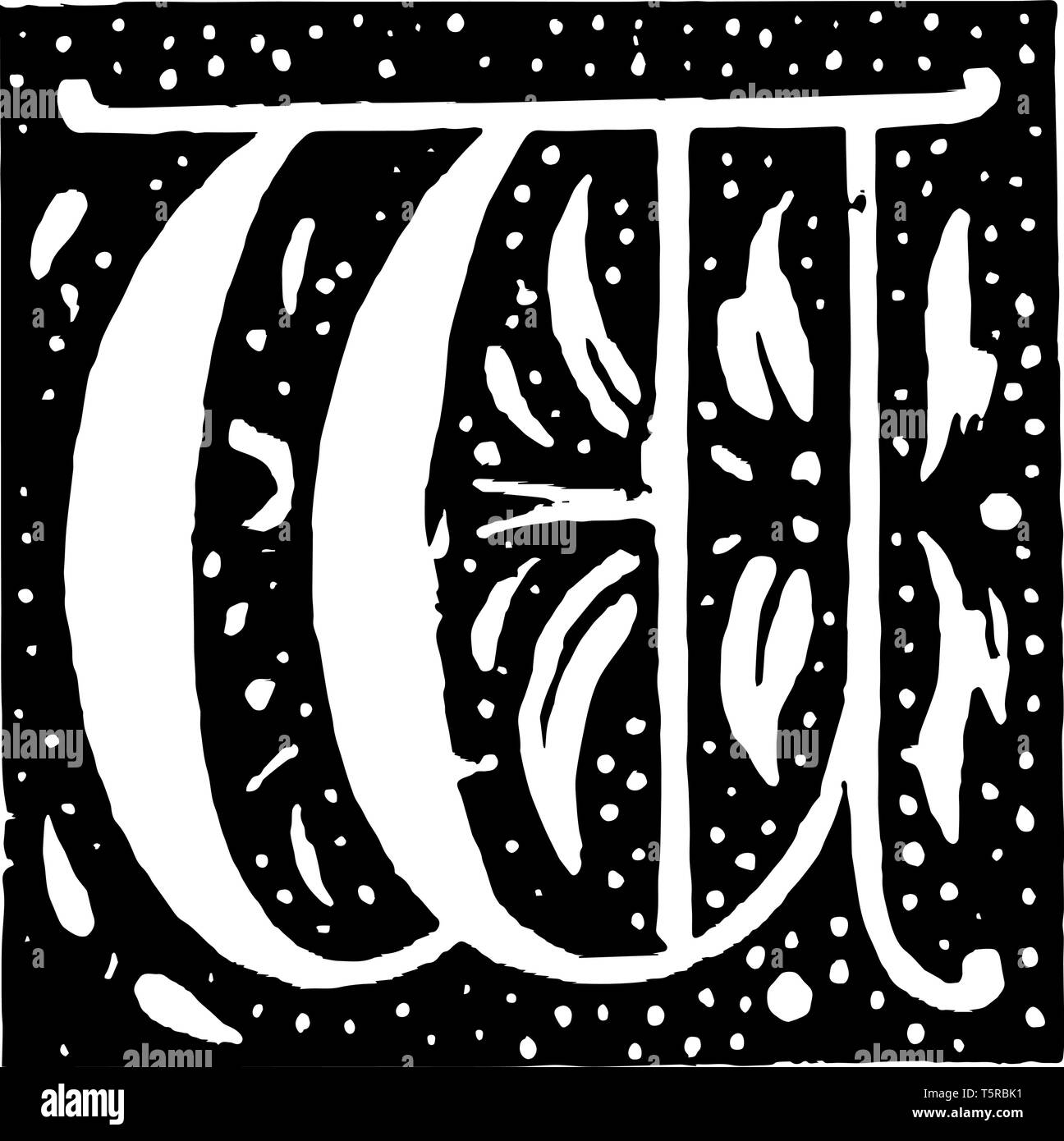 Diese Abbildung enthält den Buchstaben W. Hintergrund des Schreibens mit schwarzer Farbe gefüllt ist. Entwurf enthält einige Blume art Design und Punkten in Weiß colo Stock Vektor