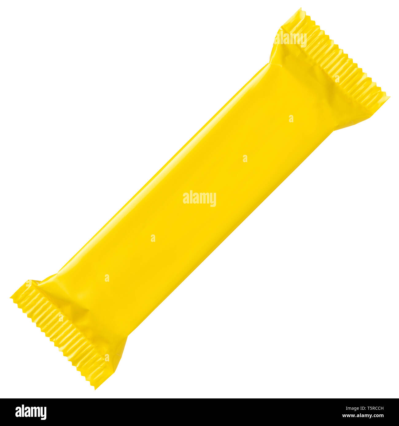 Lange gelbe Leere verschließbaren Folienverpackung snack Beutel Verpackung  mock up auf weißem Hintergrund flache Ansicht isoliert Stockfotografie -  Alamy
