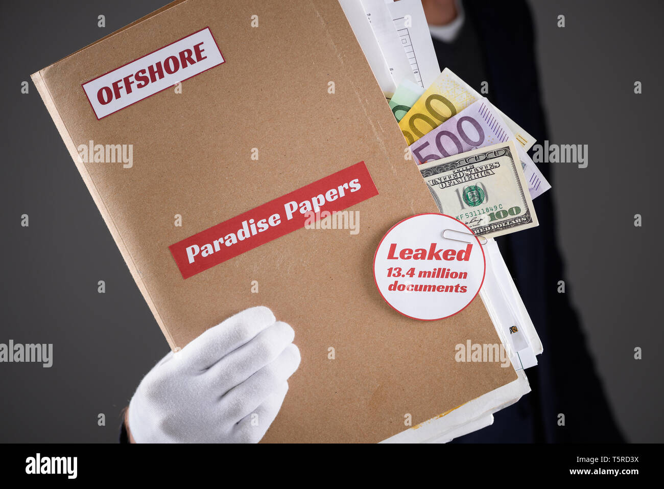 Paradise Papers steuer Himmel Dokumente leck Konzept Stockfoto