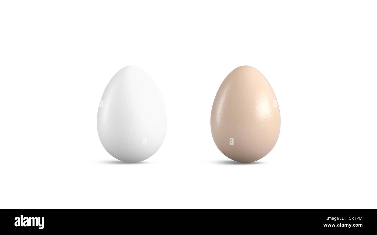 Leere braune und weiße Ostern Ei mock up Set, 3D-Rendering. Leer frisches Produkt Mockup, Ansicht von vorne. Klar heiligen Eierschale für kulturelle Tradition templat Stockfoto
