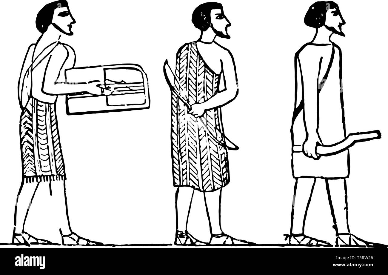 Beni Hassan war eine antike Friedhof Website, vintage Strichzeichnung oder Gravur Abbildung. Stock Vektor