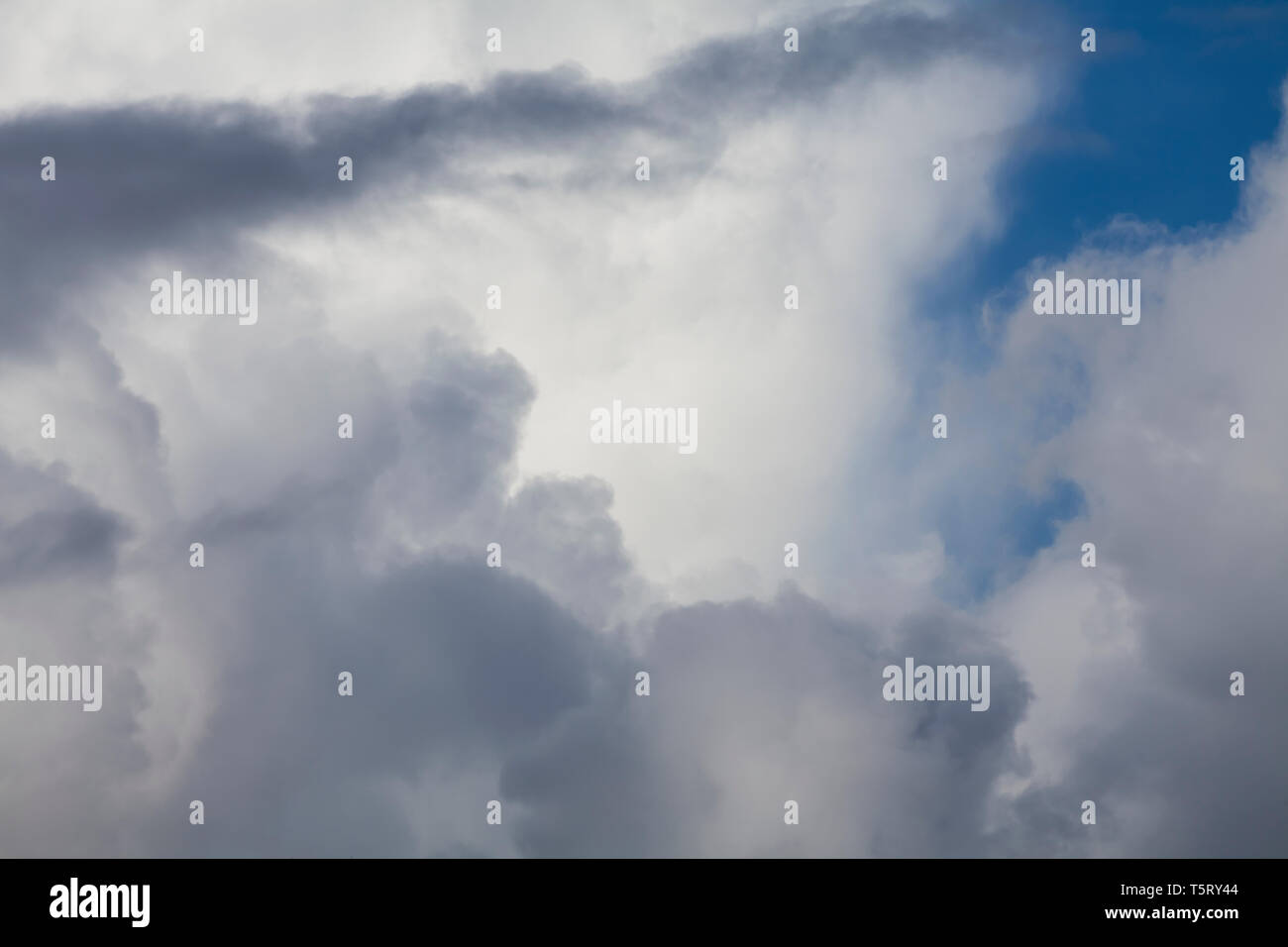 Oben in den Wolken Aussichtspunkt in weißen flauschigen cloudscape. Natur Hintergrund Stockfoto