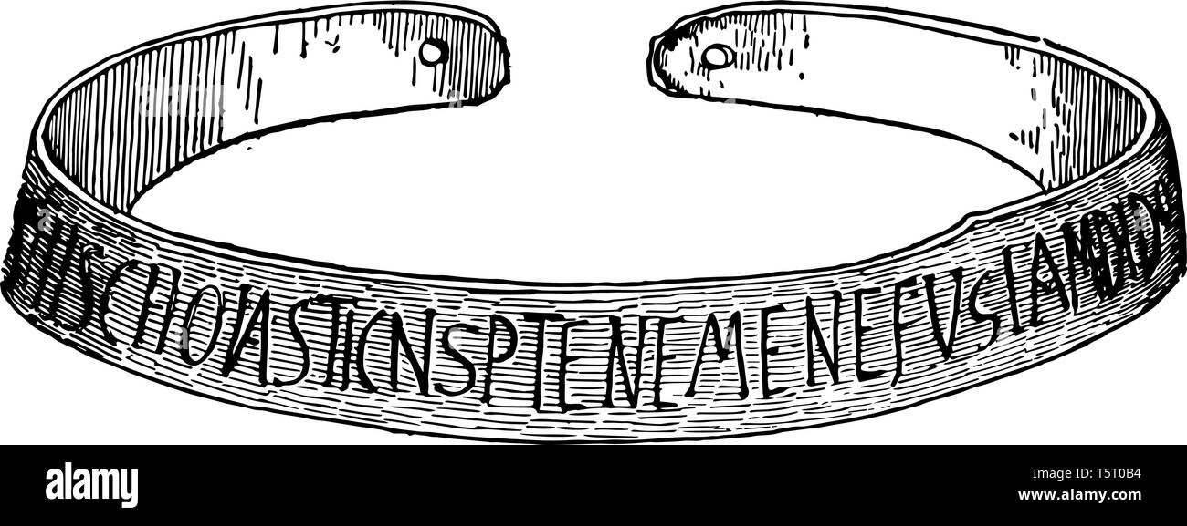 Dieses Bild zeigt der Slave Kragen. Es gibt einige Buchstaben in den Hals, vintage Strichzeichnung oder Gravur Abbildung. Stock Vektor