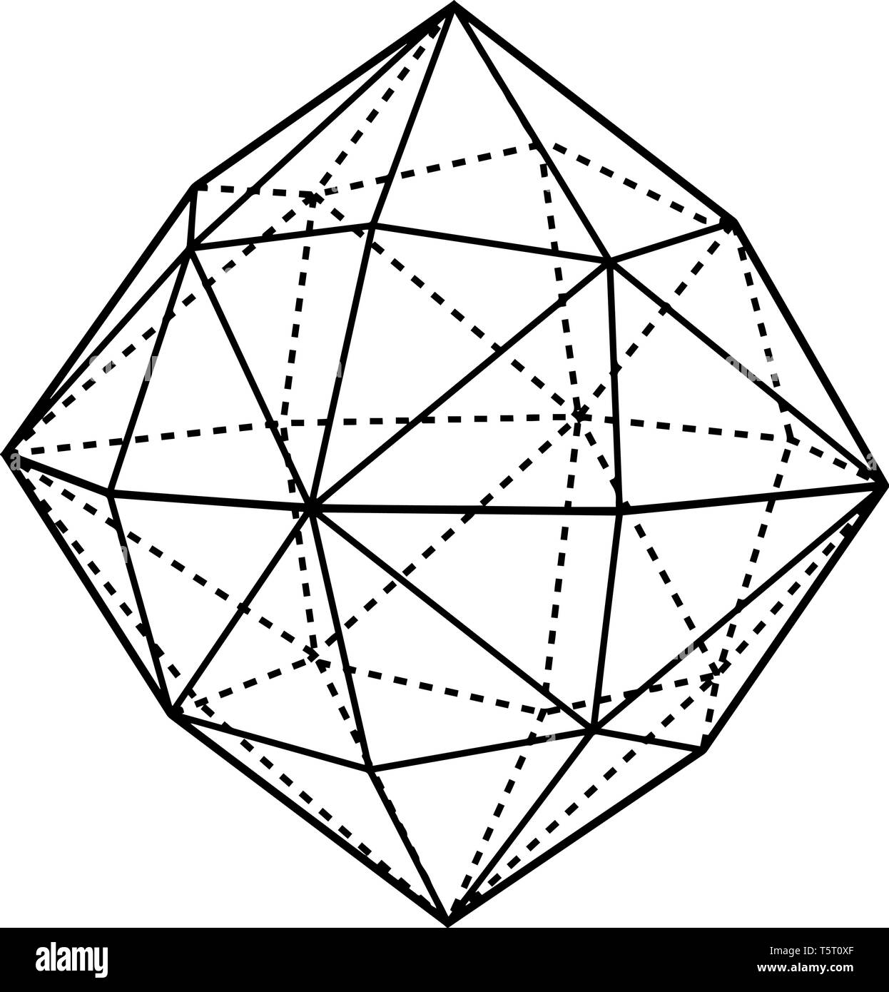 Ein Diagramm der Hexakistetrahedron, dass ist eine geometrische Form von 48 Seiten. Es ist von Vierundzwanzig scalene Dreiecke beschränkt und die allgemeine Form Stock Vektor