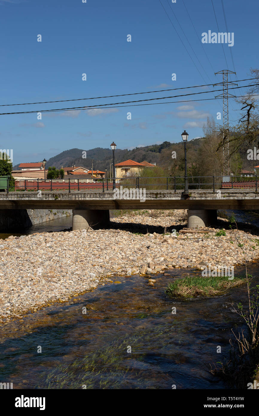 Brücke in hellen Wald. Natürliche Zusammensetzung Stockfoto