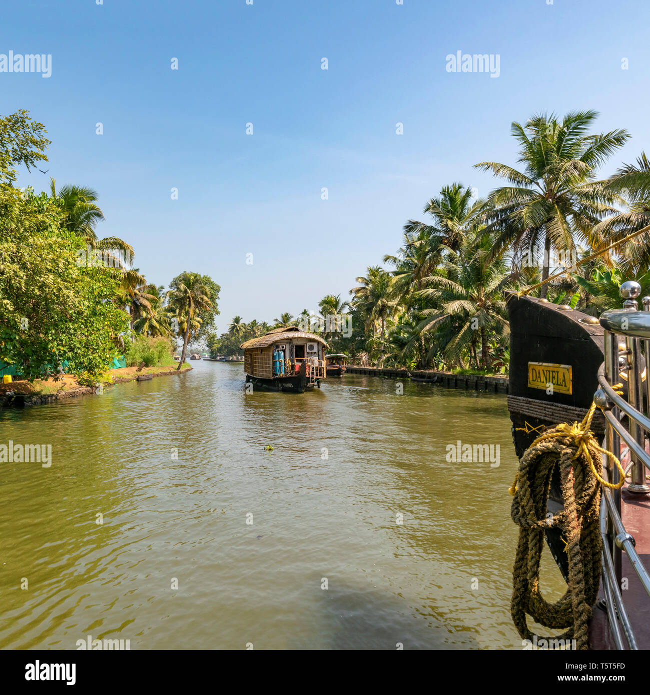 Blick auf den Platz der traditionellen riceboats in Kerala, Indien. Stockfoto