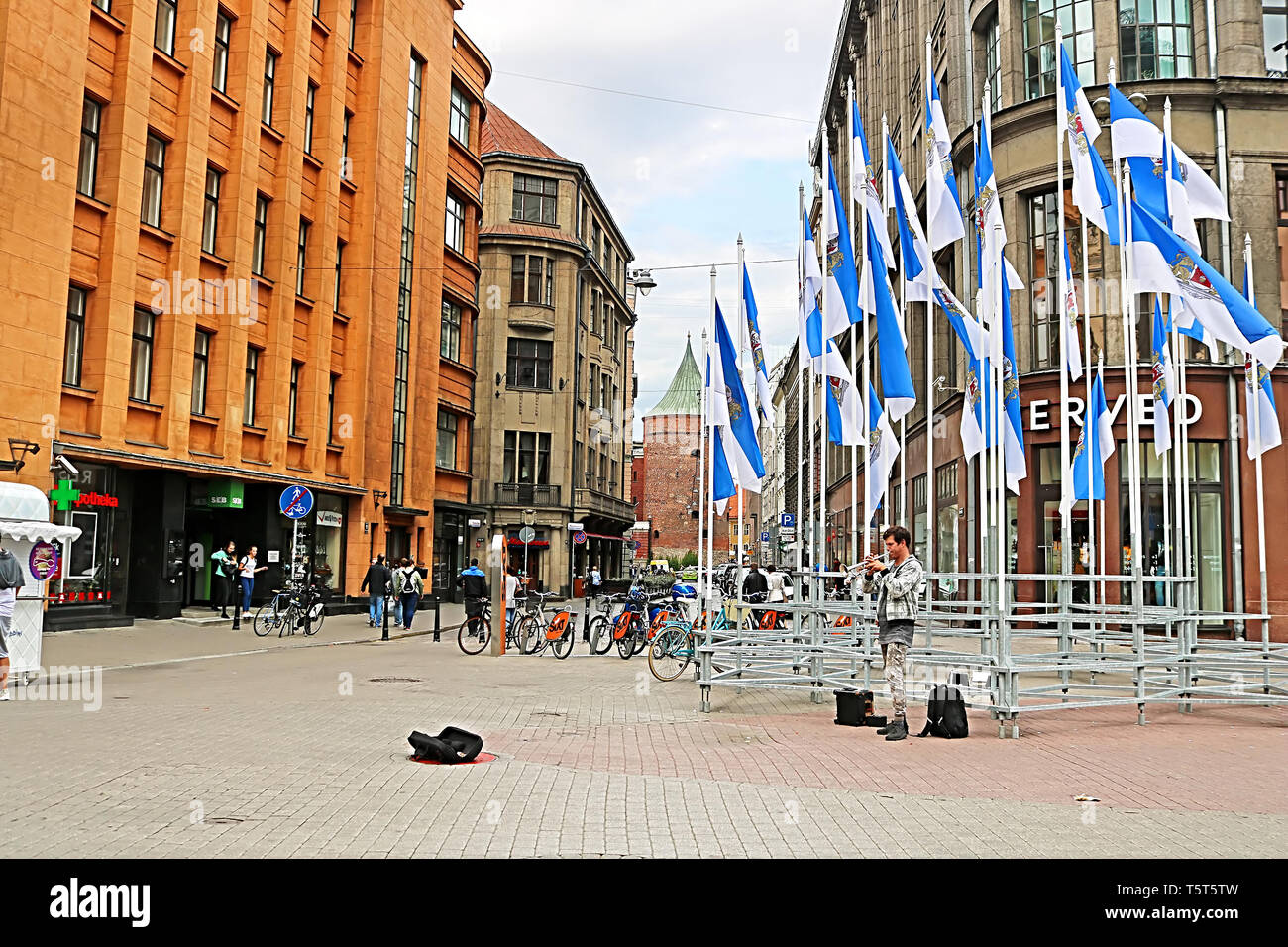 RIGA, Lettland - 28. AUGUST 2018: Blick auf die walnu Straße Stockfoto