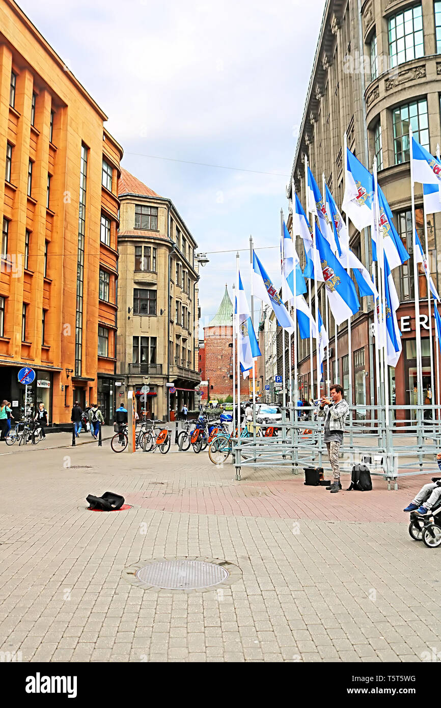 RIGA, Lettland - 28. AUGUST 2018: Blick auf die walnu Straße Stockfoto