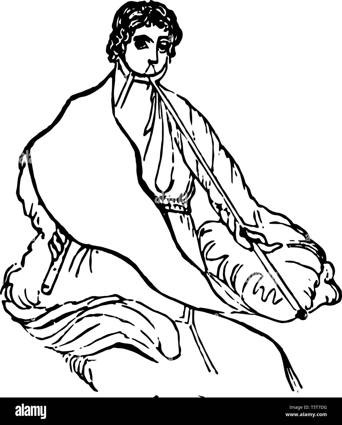 Ein Beispiel für eine sitzende Ägyptische Prinzessin, vintage Strichzeichnung oder Gravur Abbildung. Stock Vektor